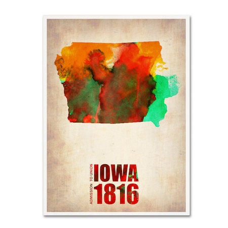 Naxart 'Iowa Watercolor Map' Canvas Art,18x24